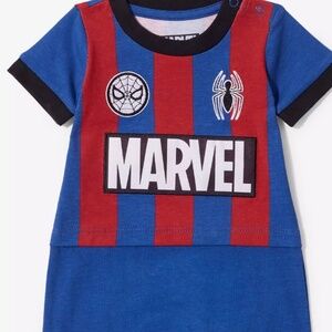 Marvel Spider-Man Striped Infant Soccer Jersey One-Piece — BoxLunch Exclusive